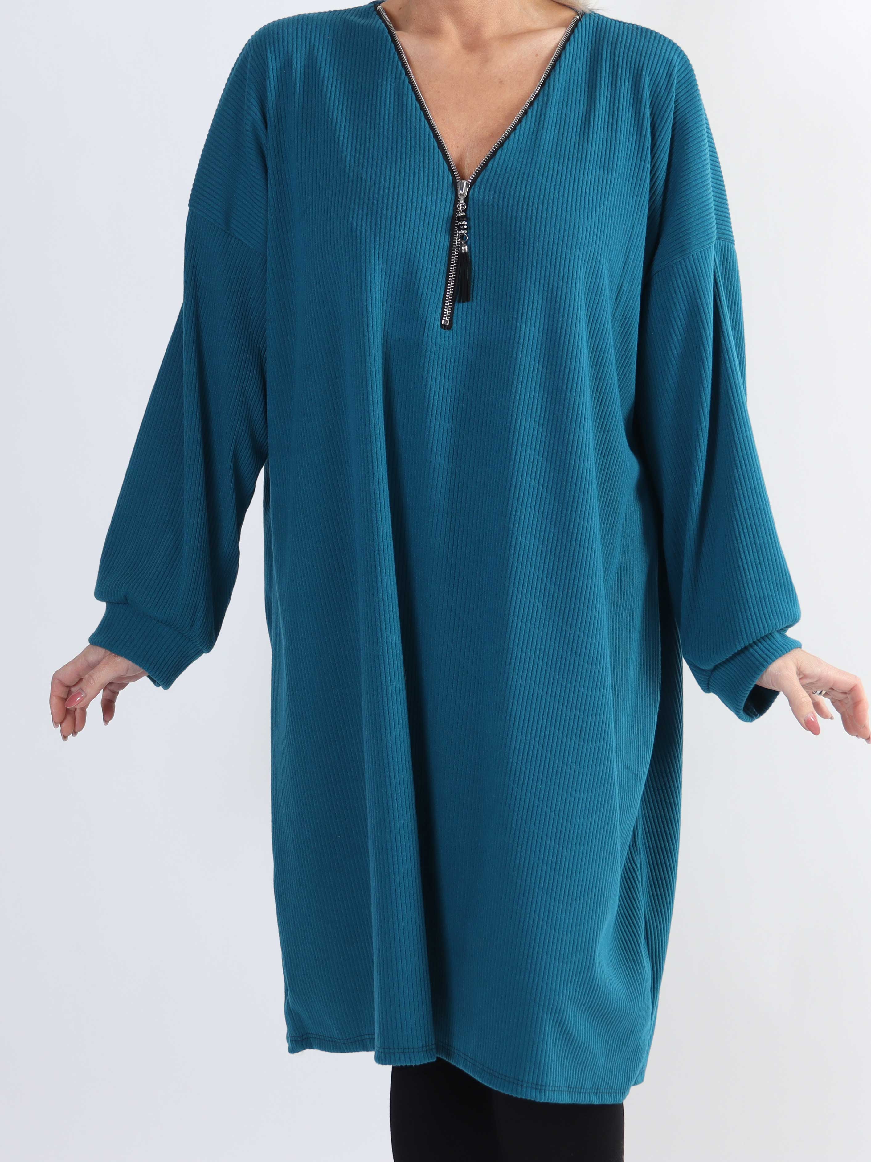 Liana - Mjuk plus size-klänning i ribb med dragkedja